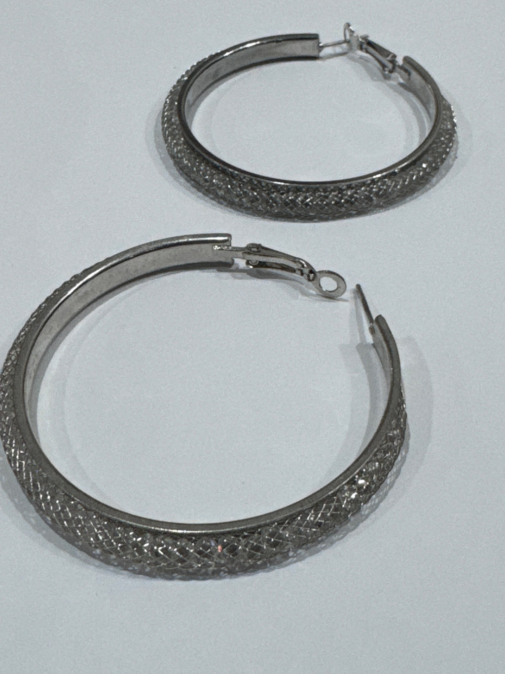 Textured Silver Hoop Earrings