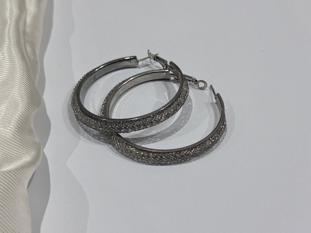 Textured Silver Hoop Earrings